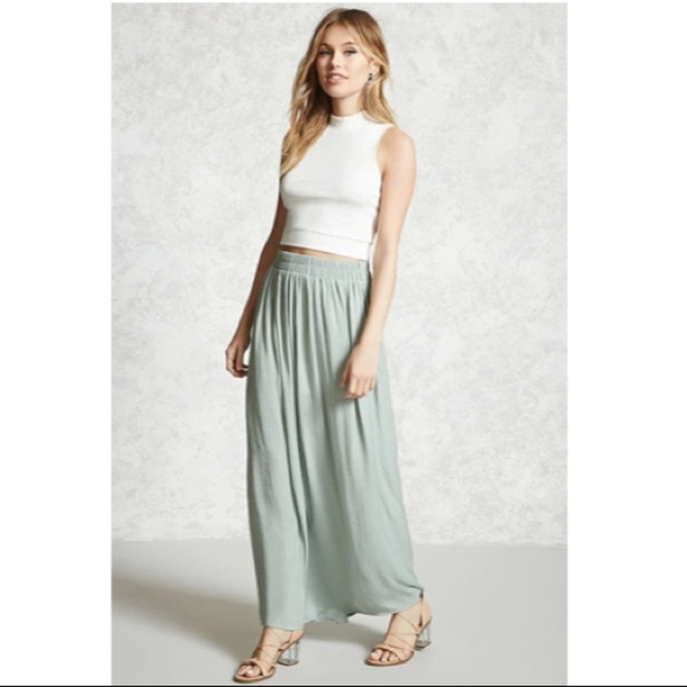 Forever 21 Light Green Maxi Skirt